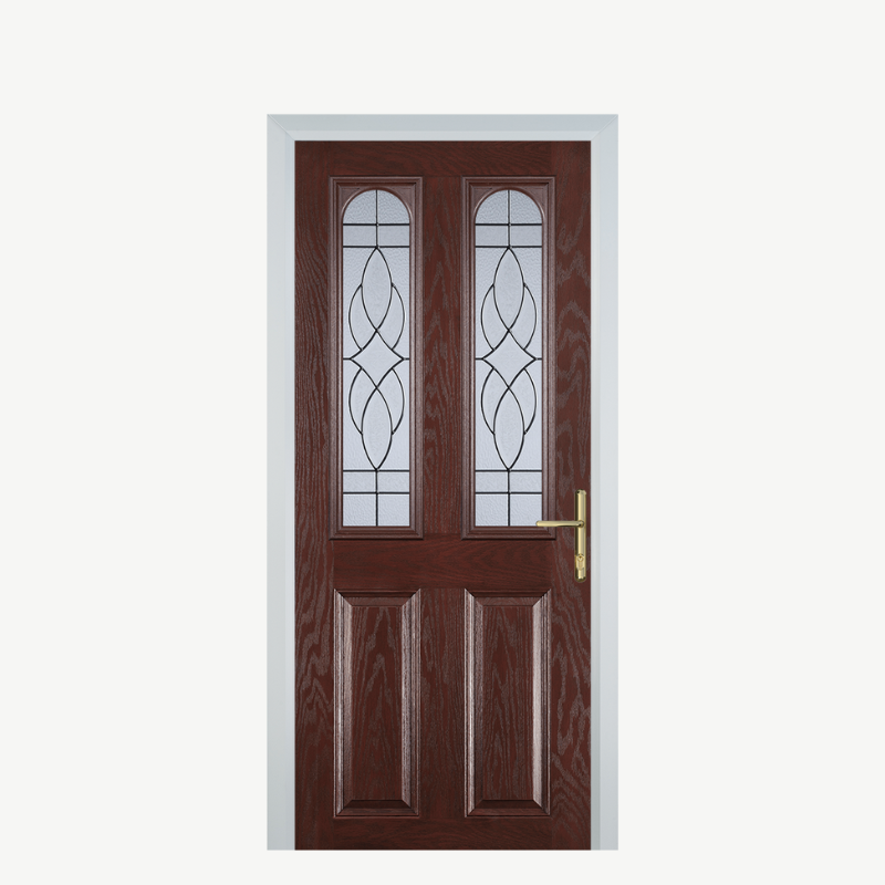 Door A 2 Panel 2 Arch Dark Wood Zinc Art Elegance image 0