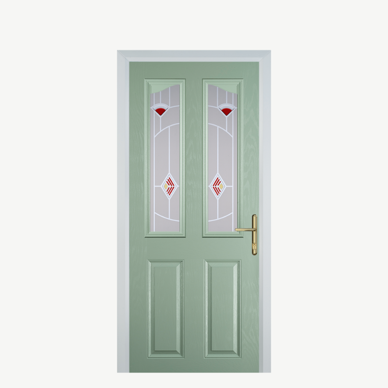 Door B 2 Panel 2 Angle Chartwell Green Murano Red image 0