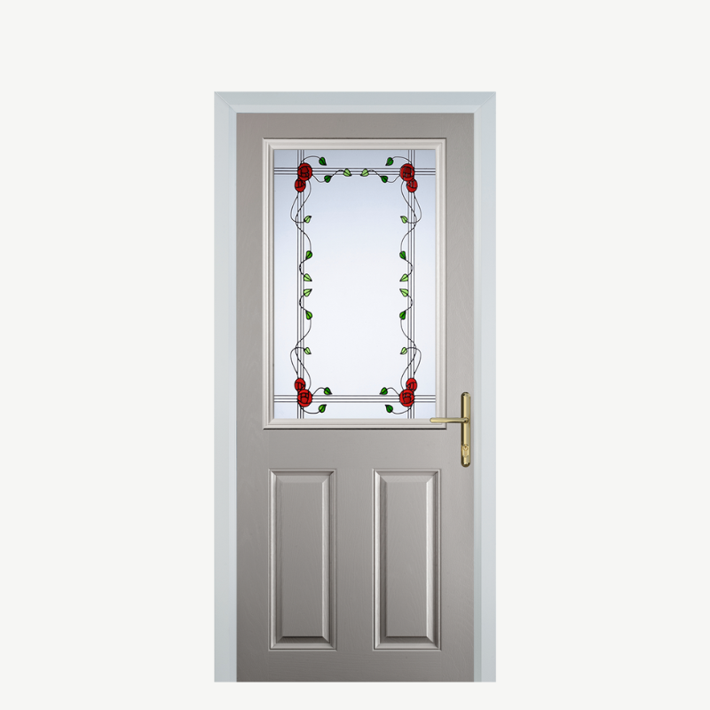 Door F 2 Panel 1 Square Agate Grey Mackintosh Rose image 0