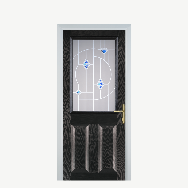 Door F 2 Panel 1 Square Black Brown Murano Blue image 0