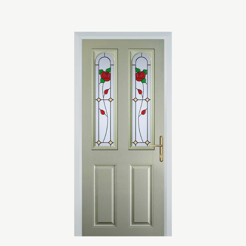 Door A 2 Panel 2 Arch Pebble Grey English Rose image 0