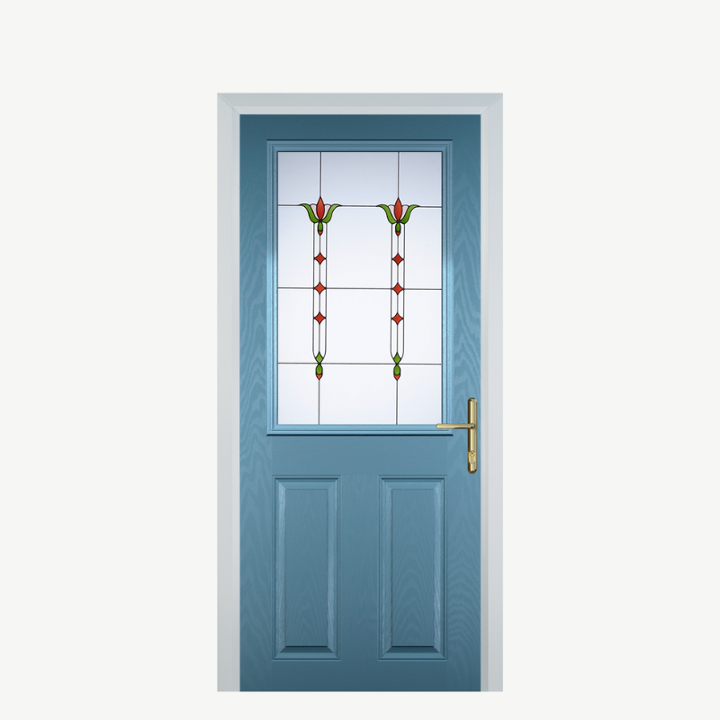 Door F 2 Panel 1 Square Pastel Blue Fleur image 0
