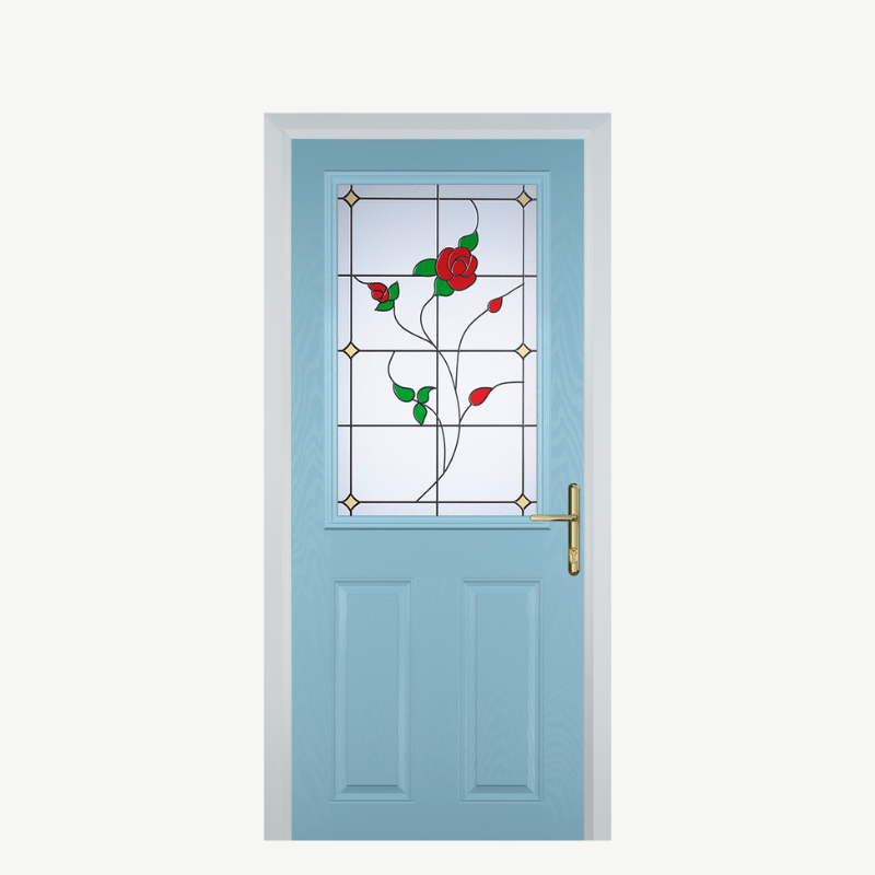 Door F 2 Panel 1 Square Duck Egg Blue English Rose image 0