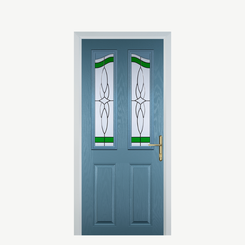 Door B 2 Panel 2 Angle Pastel Blue Crystal Harmony Green image 0