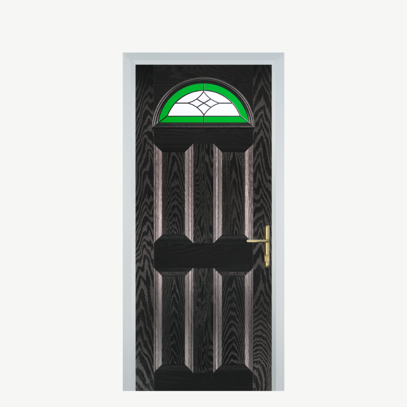 Door D 4 Panel 1 Arch Black Brown Crystal Harmony Green image 0