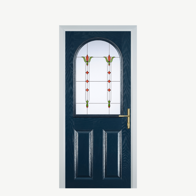 Door E 2 Panel 1 Arch Blue Fleur image 0