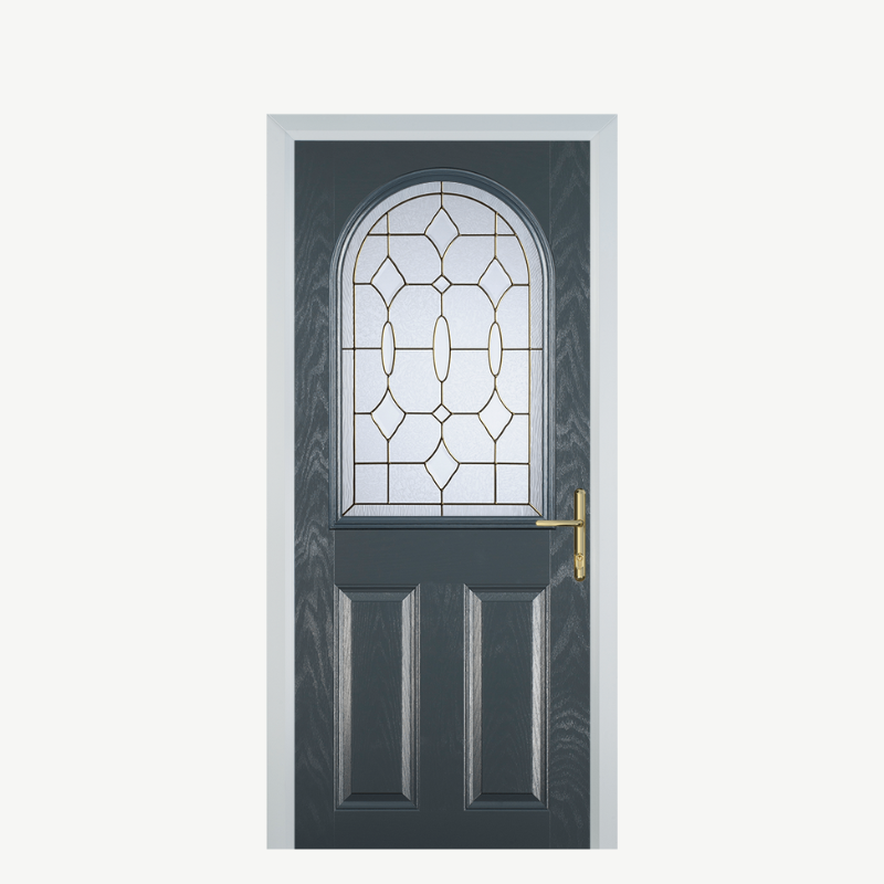 Door E 2 Panel 1 Arch Grey Brass Art Clarity image 0