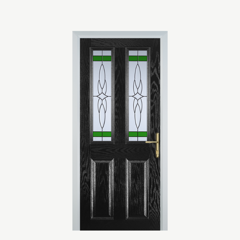 Door C 2 Panel 2 Square Black Crystal Harmony Green image 0