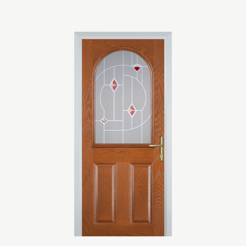 Door E 2 Panel 1 Arch Oak Murano Red image 0