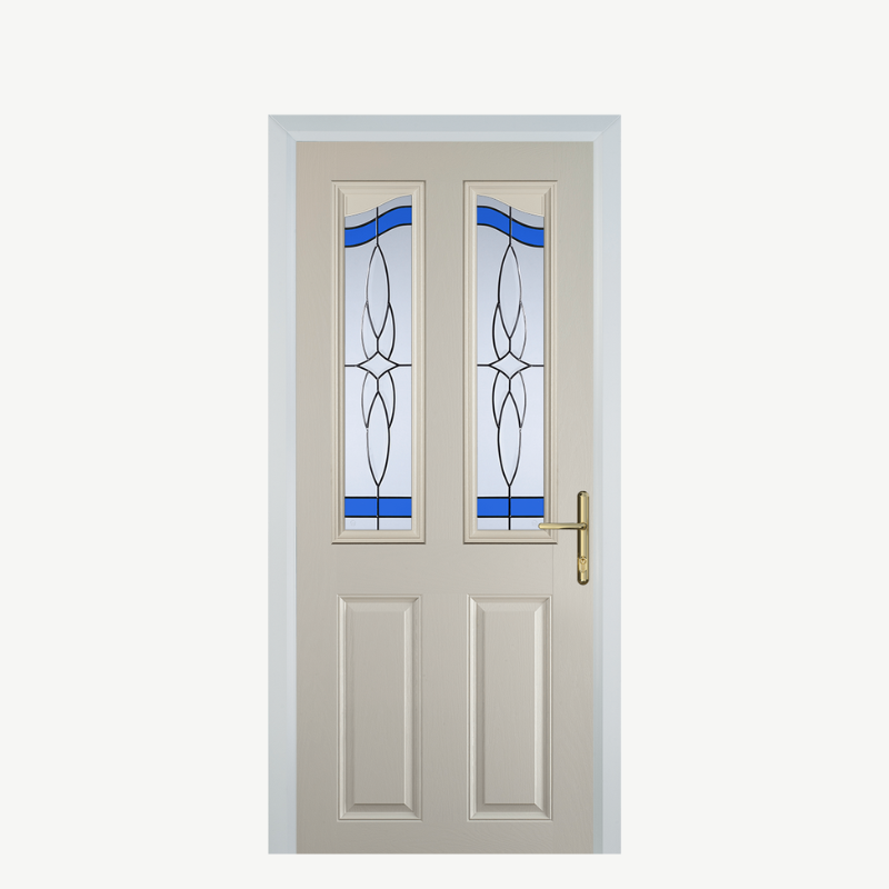 Door B 2 Panel 2 Angle Cream Crystal Harmony Blue image 0