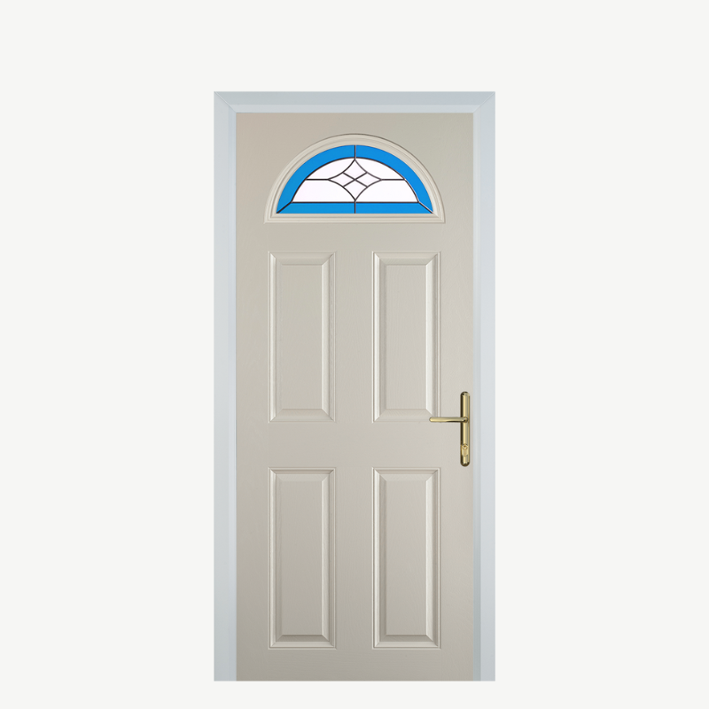 Door D 4 Panel 1 Arch Cream Crystal Harmony Blue image 0