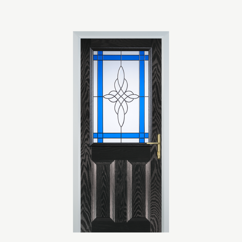 Door F 2 Panel 1 Square Black Brown Crystal Harmony Blue image 0