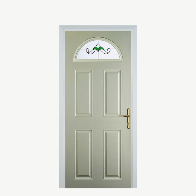 Door D 4 Panel 1 Arch Pebble Grey Crystal Bohemia Green image 0