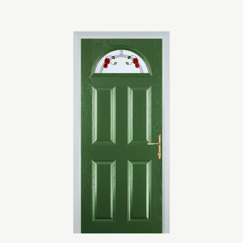 Door D 4 Panel 1 Arch Fern Green Mackintosh Rose image 0