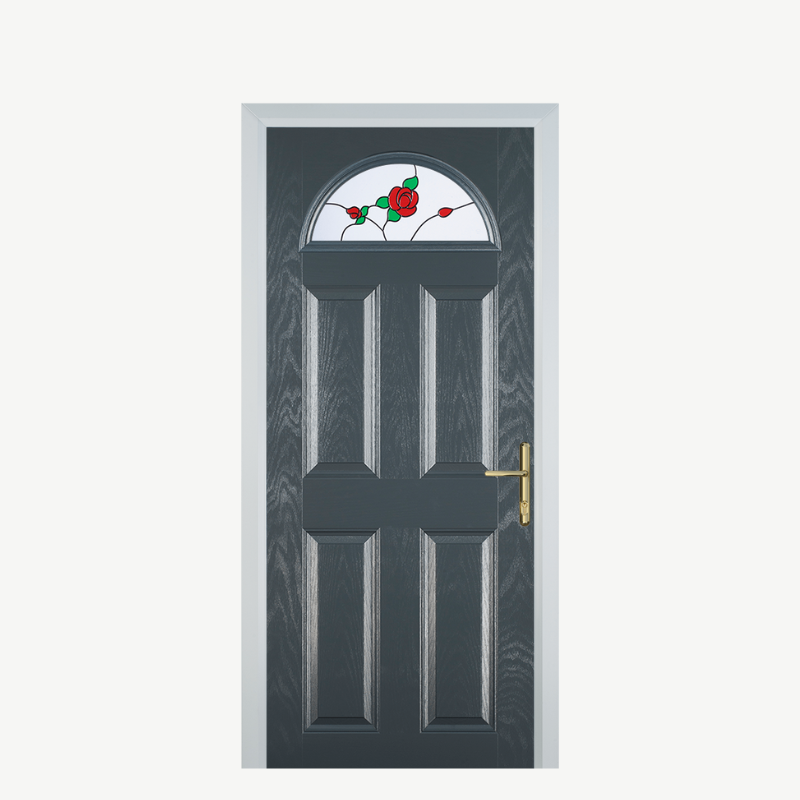 Door D 4 Panel 1 Arch Grey English Rose image 0