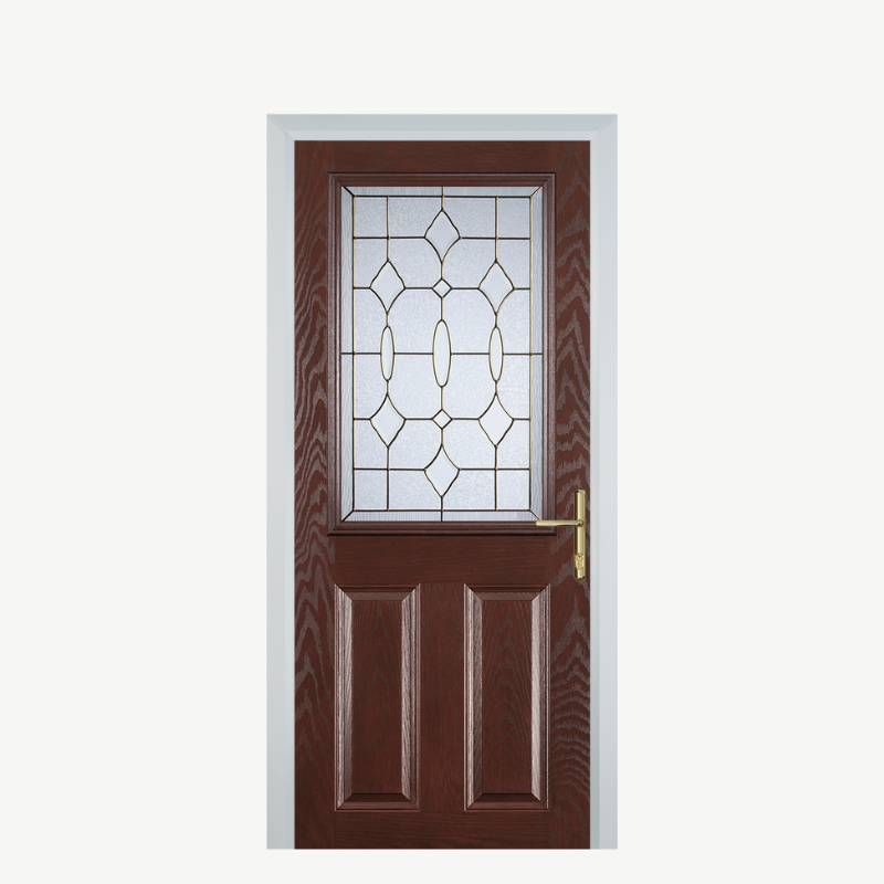 Door F 2 Panel 1 Square Dark Wood Brass Art Clarity image 0