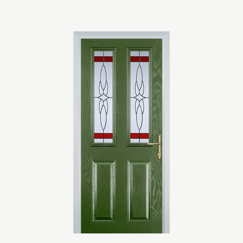 Door C 2 Panel 2 Square Fern Green Crystal Harmony Red image 0