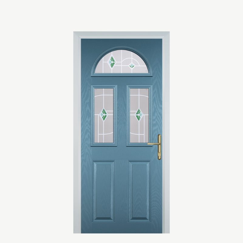 Door G 2 Panel 1 Arch Pastel Blue Murano Green image 0