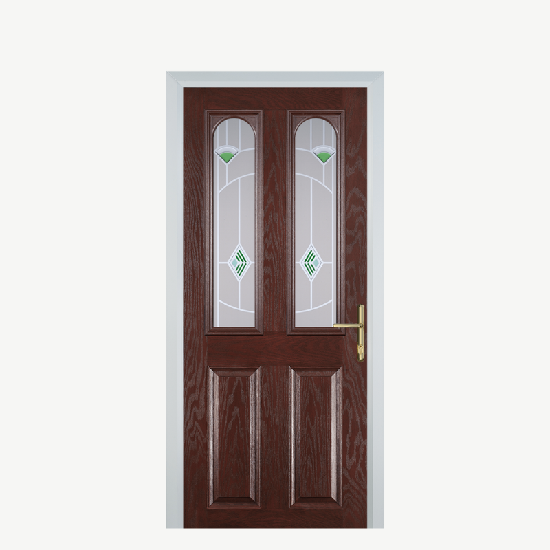 Door A 2 Panel 2 Arch Dark Wood Murano Green image 0