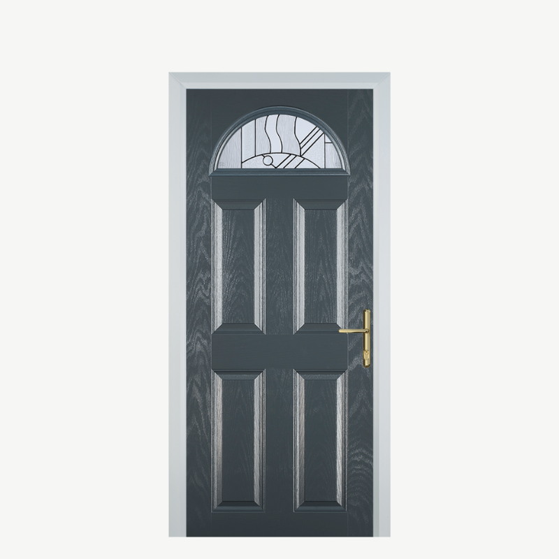 Door D 4 Panel 1 Arch Grey Zinc Art Abstract image 0