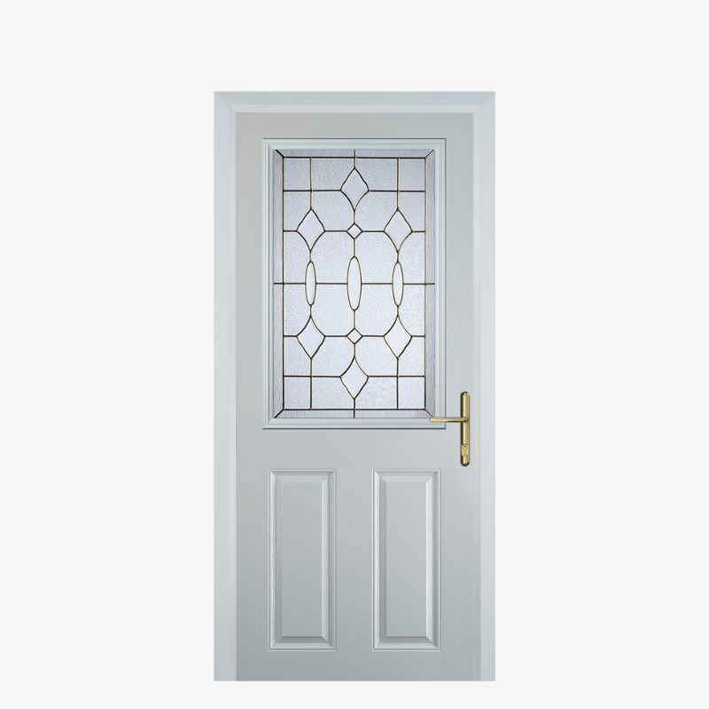 Door F 2 Panel 1 Square White Brass Art Clarity image 0