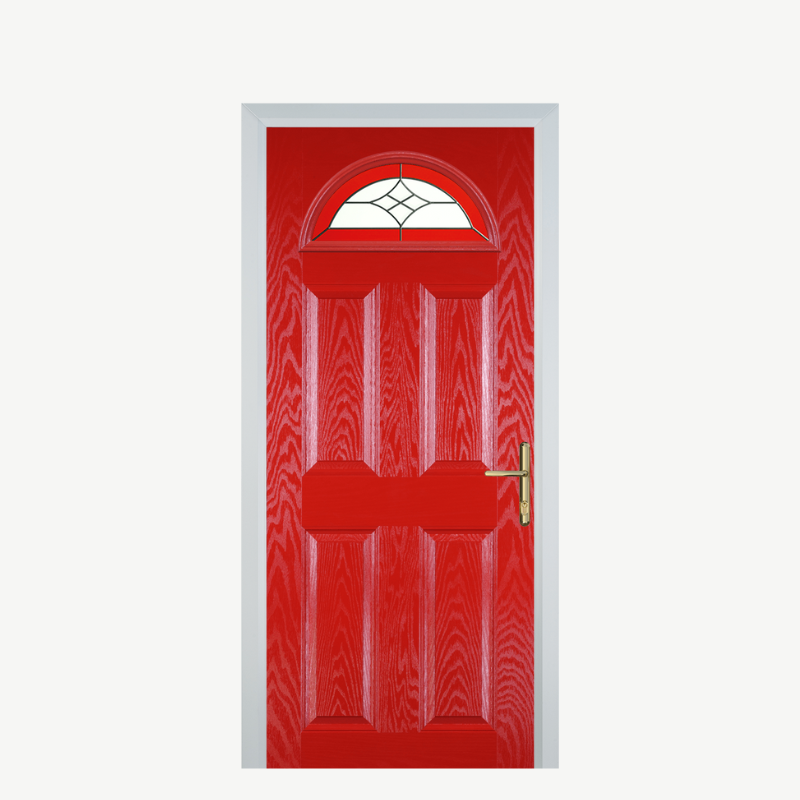 Door D 4 Panel 1 Arch Poppy Red (High Gloss) Crystal Harmony Red image 0