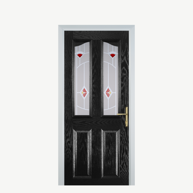 Door B 2 Panel 2 Angle Black Murano Red image 0