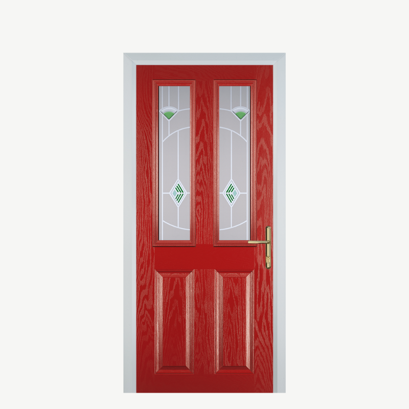 Door C 2 Panel 2 Square Red Murano Green image 0