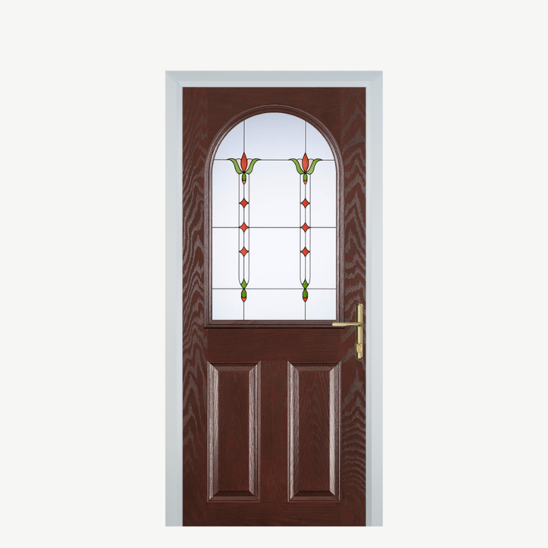 Door E 2 Panel 1 Arch Dark Wood Fleur image 0