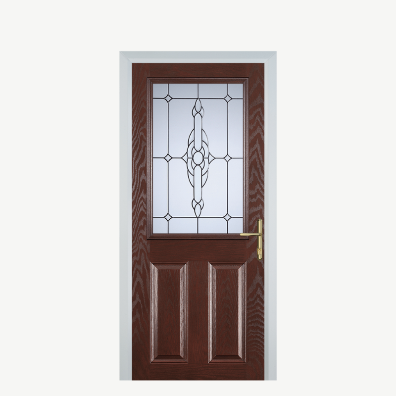 Door F 2 Panel 1 Square Dark Wood Crystal Bohemia Frost image 0