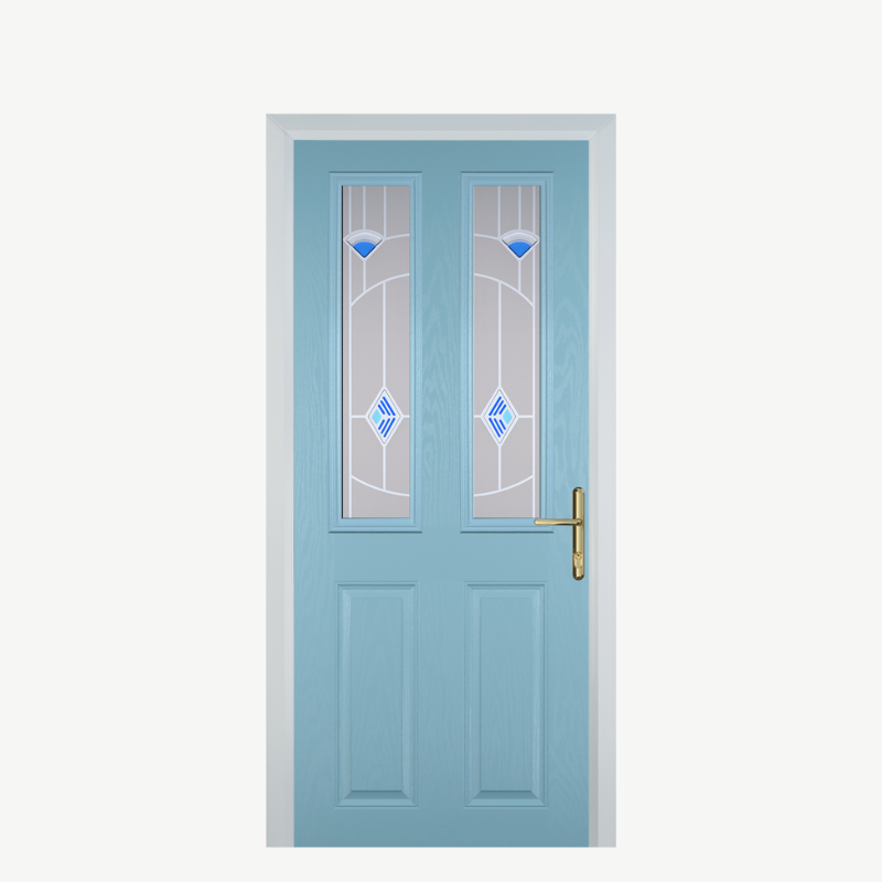 Door C 2 Panel 2 Square Duck Egg Blue Murano Blue image 0