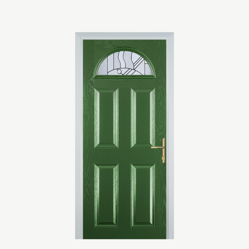 Door D 4 Panel 1 Arch Fern Green Zinc Art Abstract image 0