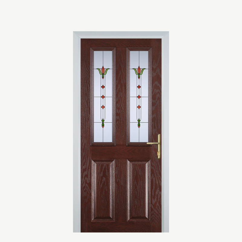 Door C 2 Panel 2 Square Dark Wood Fleur image 0