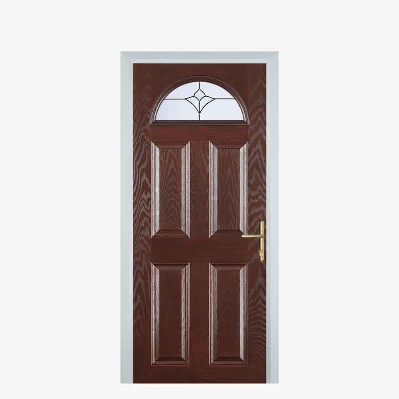 Door D 4 Panel 1 Arch Dark Wood Crystal Tulip Arch image 0
