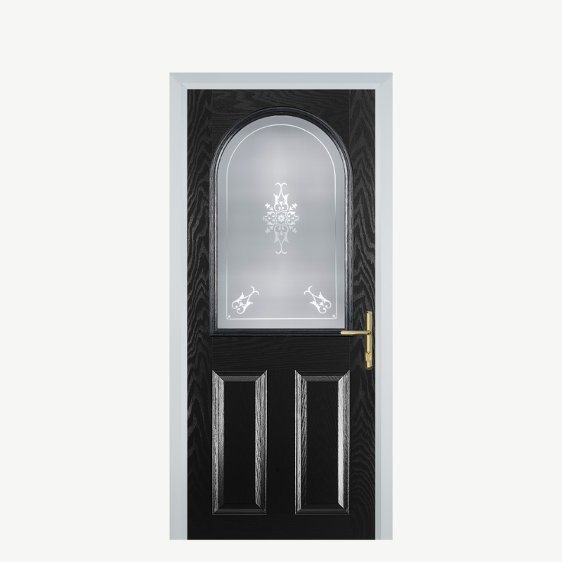 Door E 2 Panel 1 Arch Black Straxton image 0