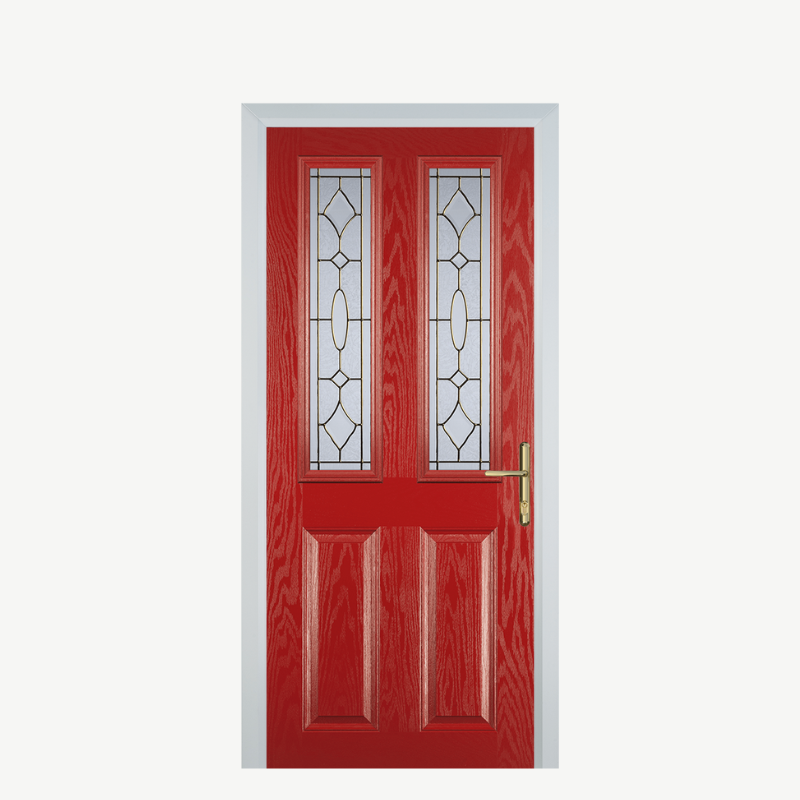 Door C 2 Panel 2 Square Red Brass Art Clarity image 0