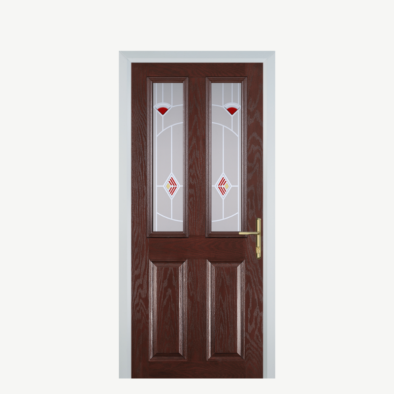 Door C 2 Panel 2 Square Dark Wood Murano Red image 0