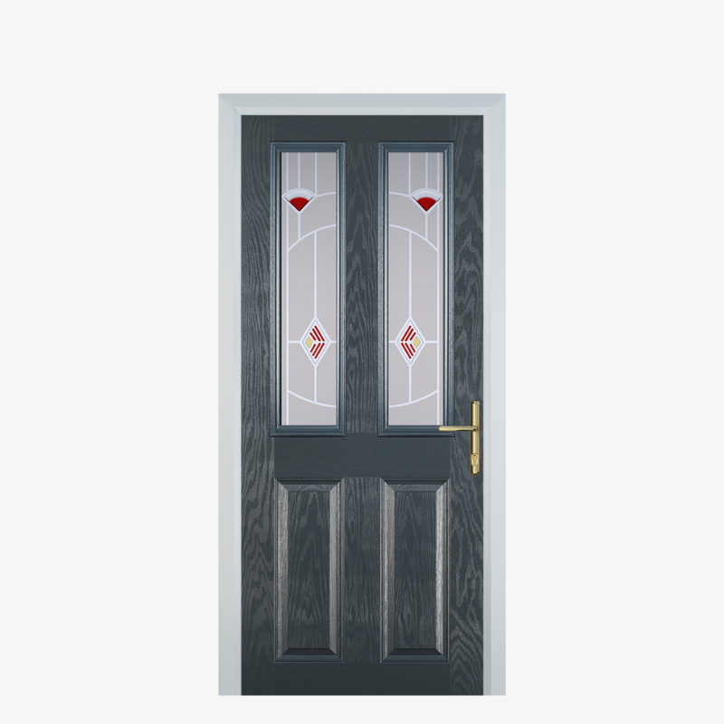 Door C 2 Panel 2 Square Grey Murano Red image 0