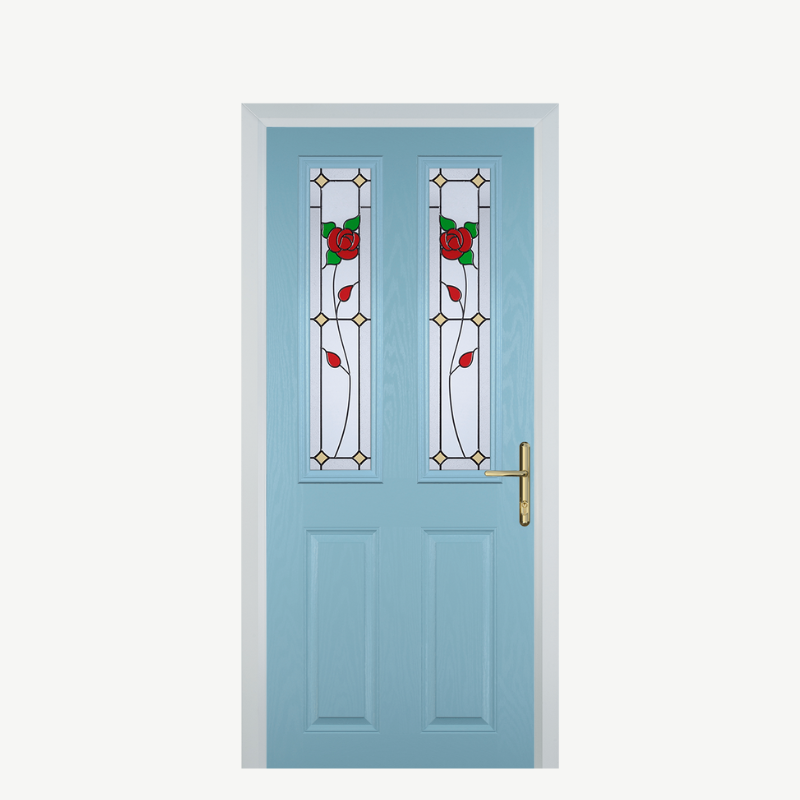 Door C 2 Panel 2 Square Duck Egg Blue English Rose image 0