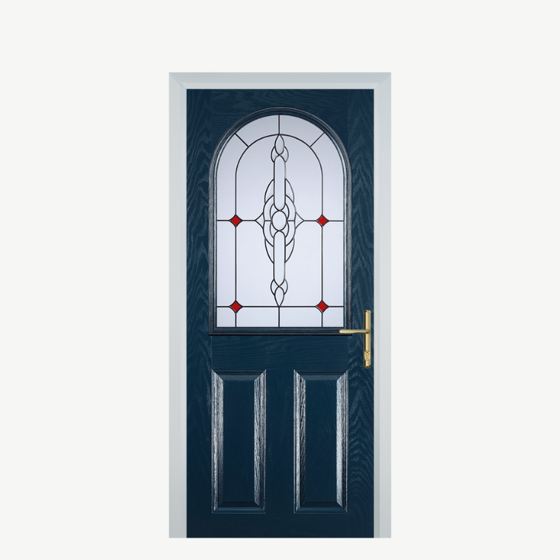 Door E 2 Panel 1 Arch Blue Crystal Bohemia Red image 0