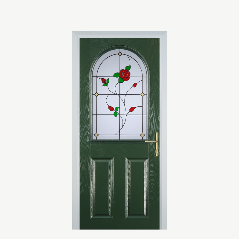 Door E 2 Panel 1 Arch Green English Rose image 0