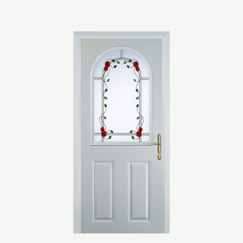 Door E 2 Panel 1 Arch White Mackintosh Rose image 0