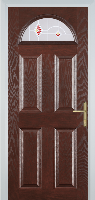 Door D 4 Panel 1 Arch Dark Wood Murano Red image 0