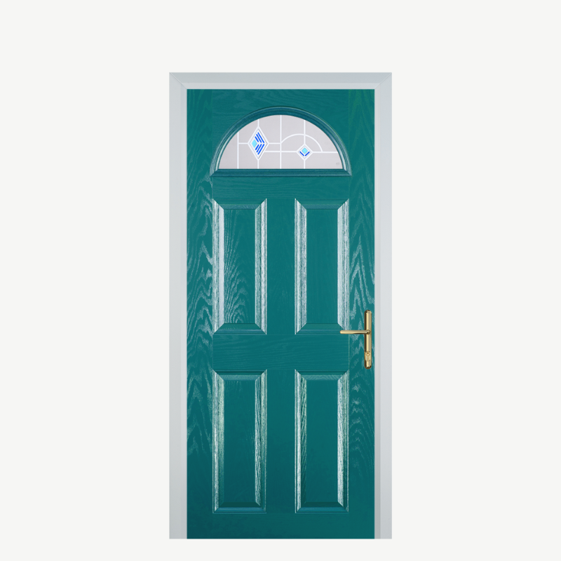 Door D 4 Panel 1 Arch Turquoise Blue Murano Blue image 0
