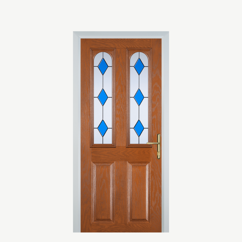 Door A 2 Panel 2 Arch Oak 3 Drop Diamond Blue image 0