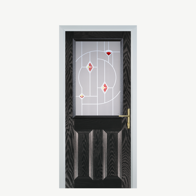 Door F 2 Panel 1 Square Black Brown Murano Red image 0