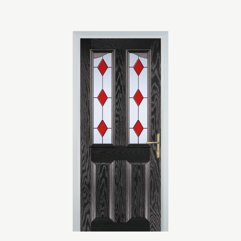 Door B 2 Panel 2 Angle Black Brown 3 Drop Diamond Red image 0