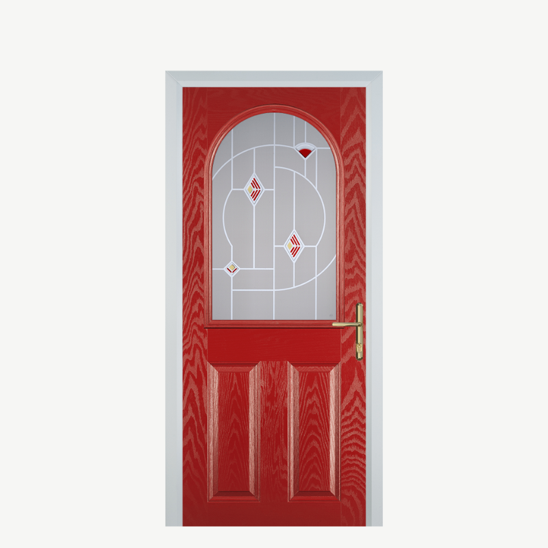 Door E 2 Panel 1 Arch Red Murano Red image 0