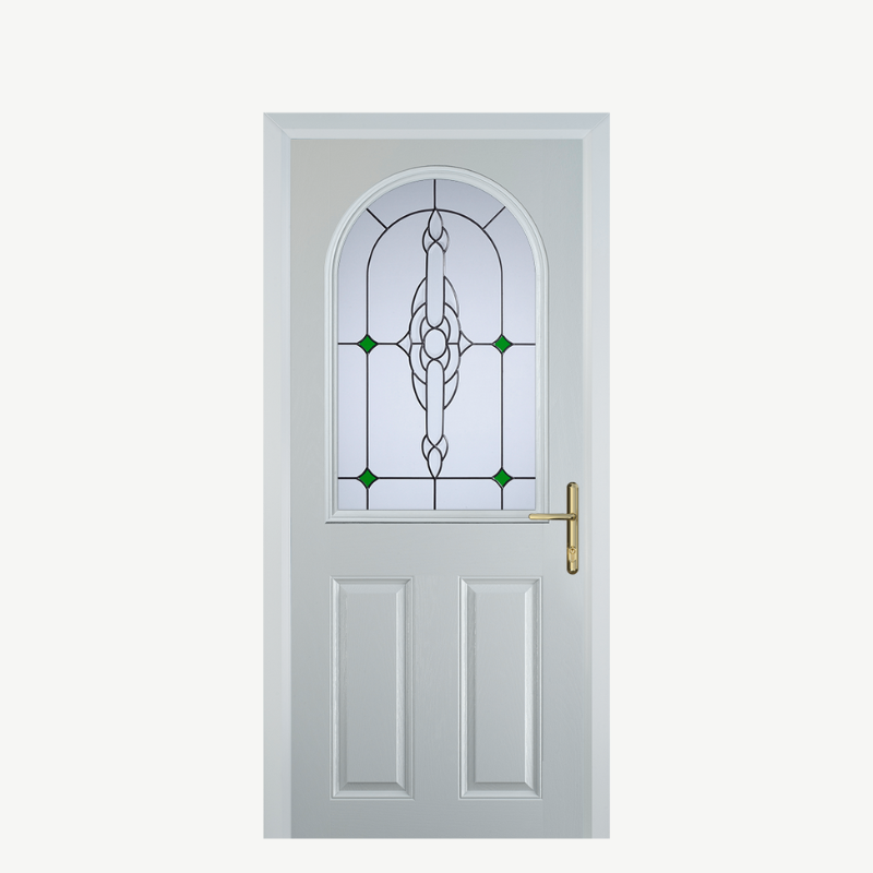 Door E 2 Panel 1 Arch White Crystal Bohemia Green image 0