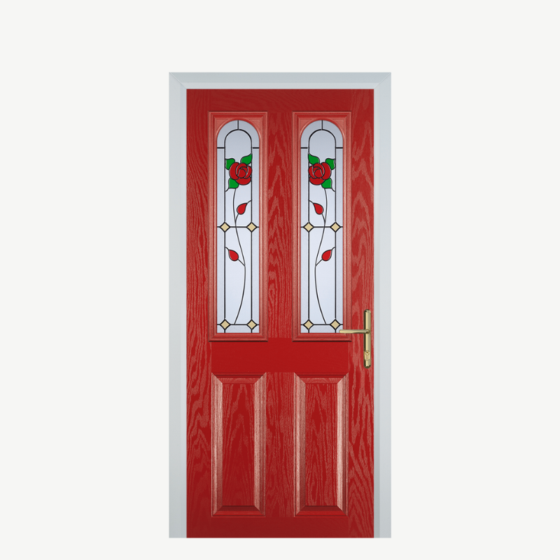 Door A 2 Panel 2 Arch Red English Rose image 0